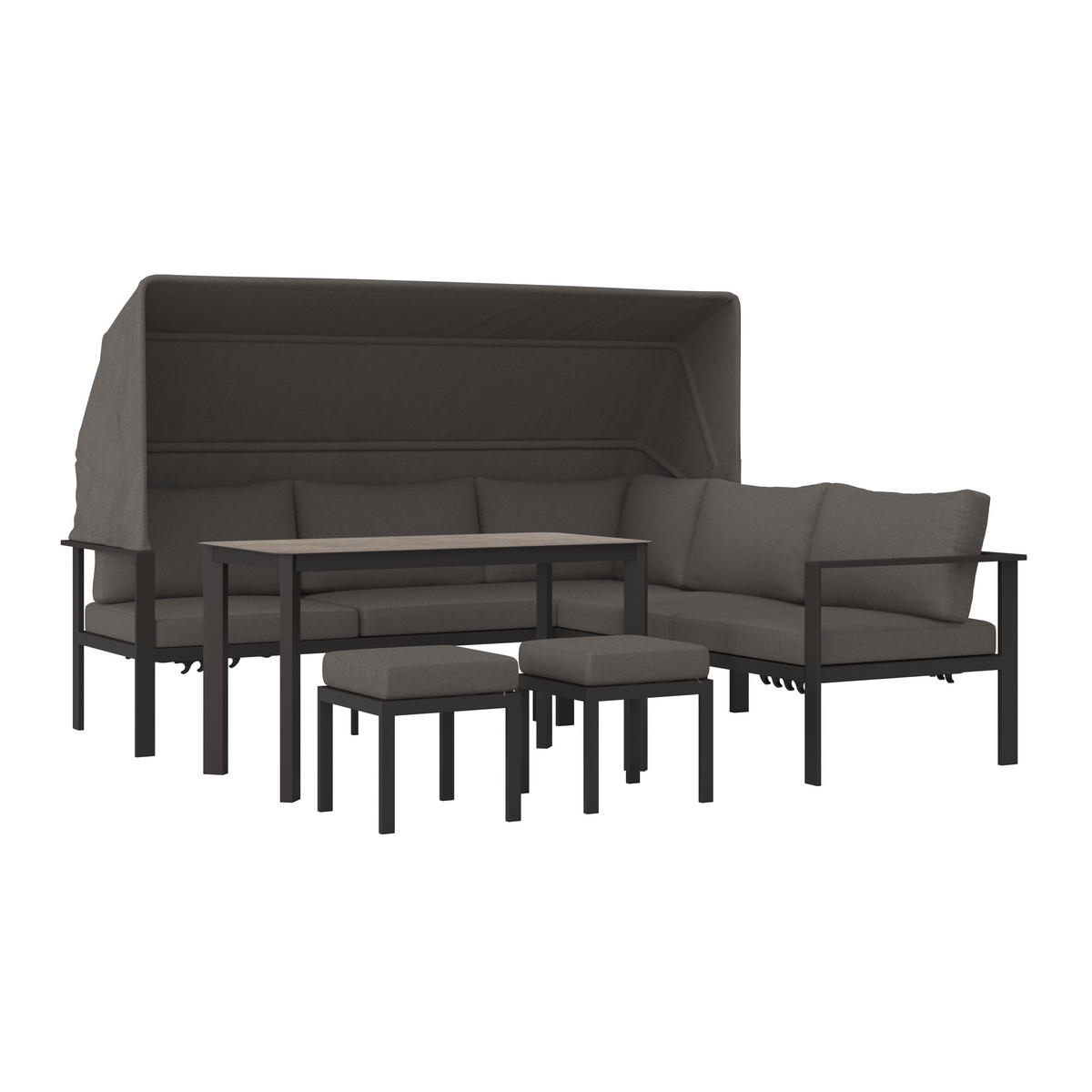 DINING-LOUNGESET Aluminium  - Anthrazit/Grau, MODERN, Glas/Textil (224/64/149/224cm) - Ambia Garden