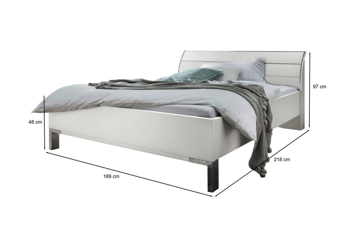 BETT 180/200 cm  in Weiss   - Chromfarben/Weiss, Konventionell, Holzwerkstoff/Metall (180/200cm) - Dieter Knoll
