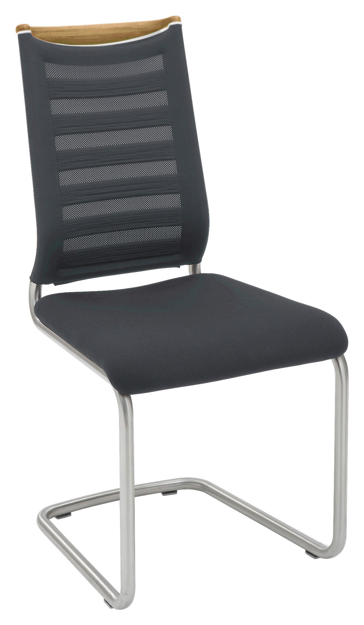 SCHWINGSTUHL  in Flachgewebe, Netz  - Edelstahlfarben/Eichefarben, Design, Holz/Textil (47/99/59cm) - Venjakob