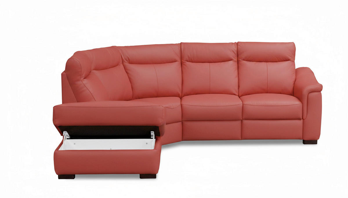ECKSOFA Lederlook Echtleder Rot  - Wengefarben/Rot, Design, Leder/Holz (229/260cm) - Livetastic