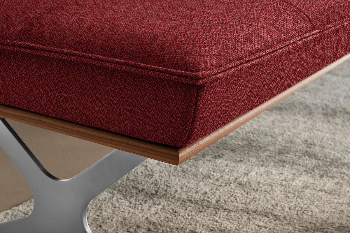 SITZBANK in Holz, Textil Rot, Nussbaumfarben, Nickelfarben  - Edelstahlfarben/Rot, Design, Holz/Textil (214/88/66cm) - Koinor