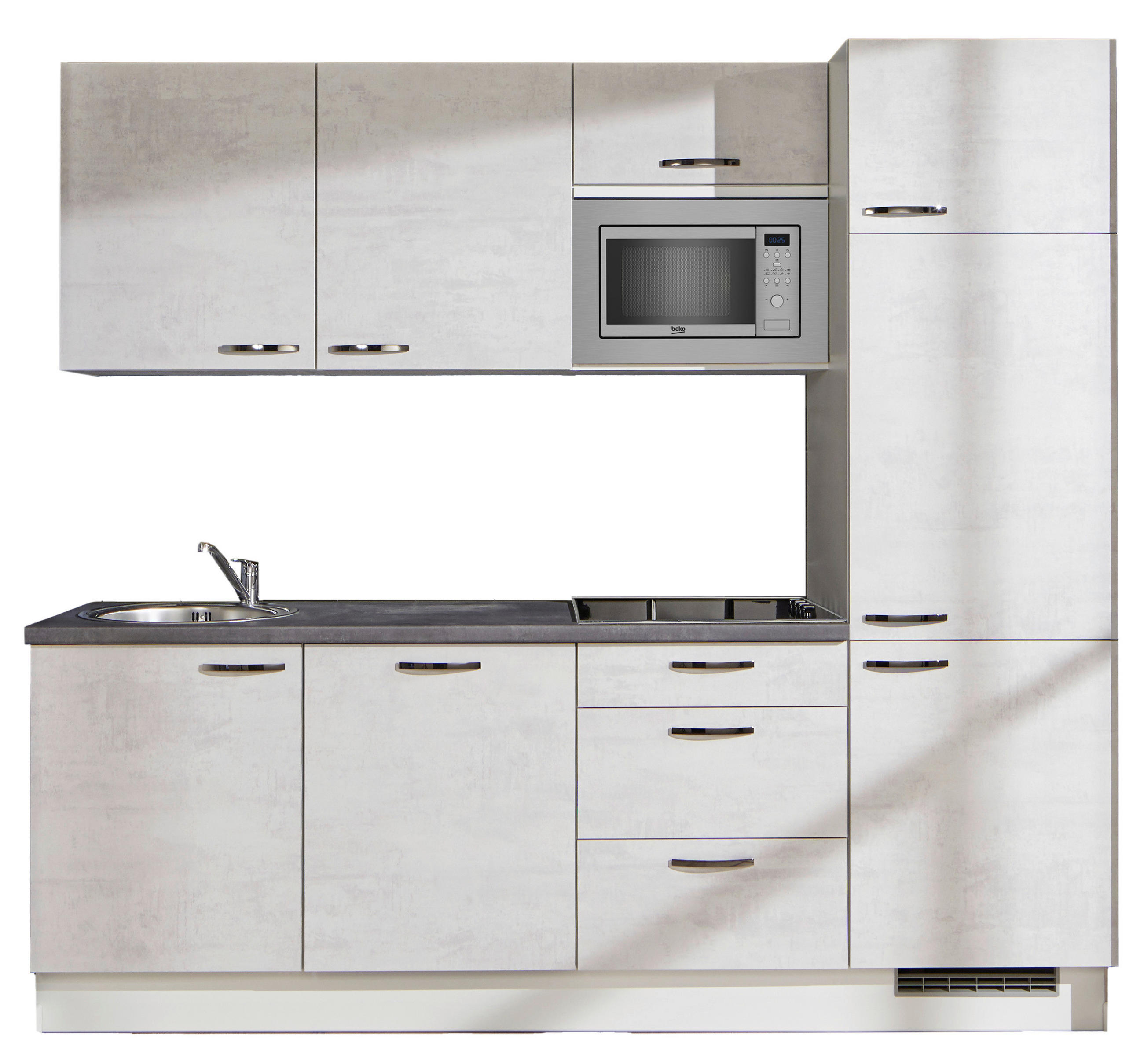 KÜCHENBLOCK 240 cm   in Graphitfarben, Weiß  - Schwarz/Graphitfarben, Design, Holzwerkstoff/Metall (240cm) - Pino