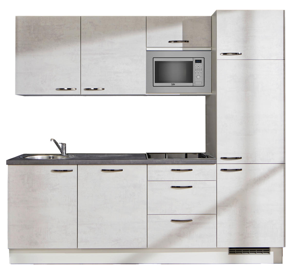 KÜCHENBLOCK 240 cm   in Graphitfarben, Weiß  - Schwarz/Graphitfarben, Design, Holzwerkstoff/Metall (240cm) - Pino