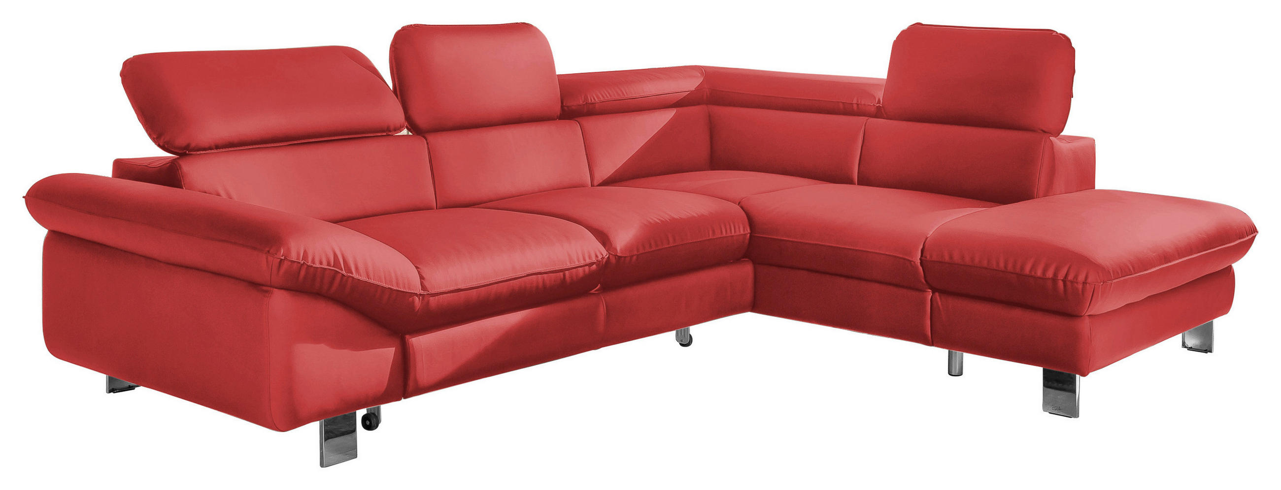 WOHNLANDSCHAFT Rot Lederlook  - Chromfarben/Rot, MODERN, Textil/Metall (266/214cm) - MID.YOU