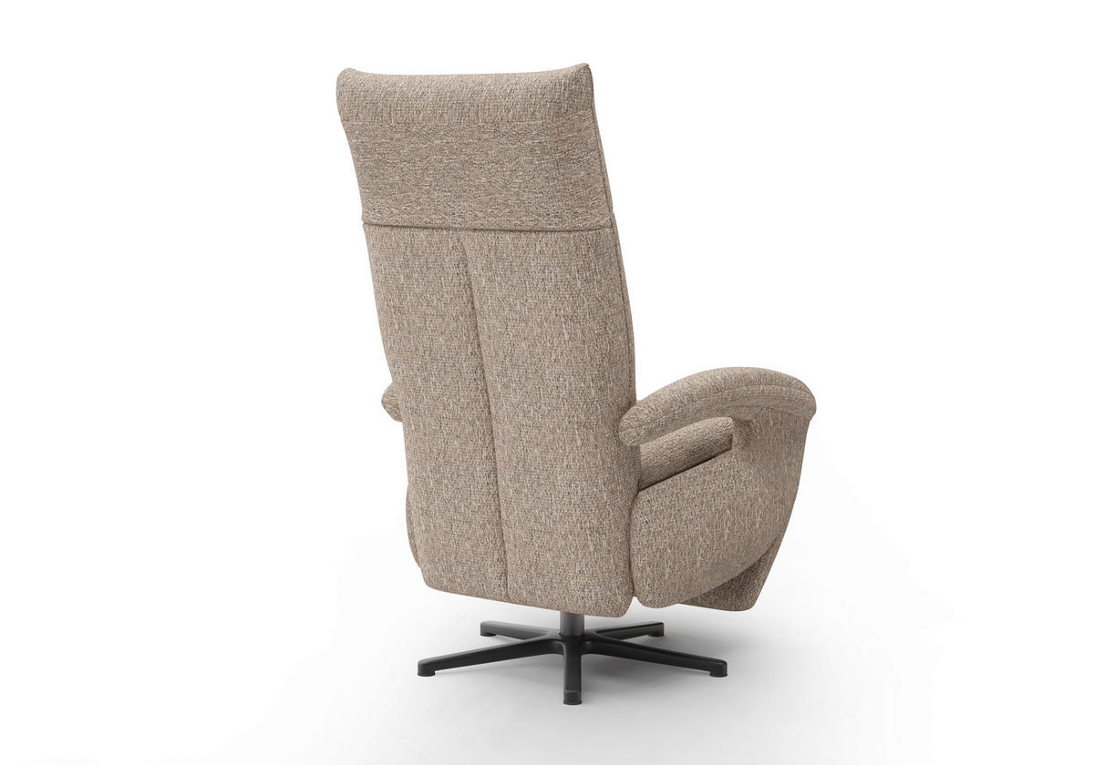 RELAXSESSEL Chenille Kopfteilverstellung, Rücken echt    - Schwarz/Cappuccino, MODERN, Textil/Metall (74/112/82cm) - Sit & More