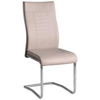 Scaun Bucatarie din metal, textil, crem, maro închis - crem/culoare crom, Design, metal/textil (43/98/60cm) - Carryhome