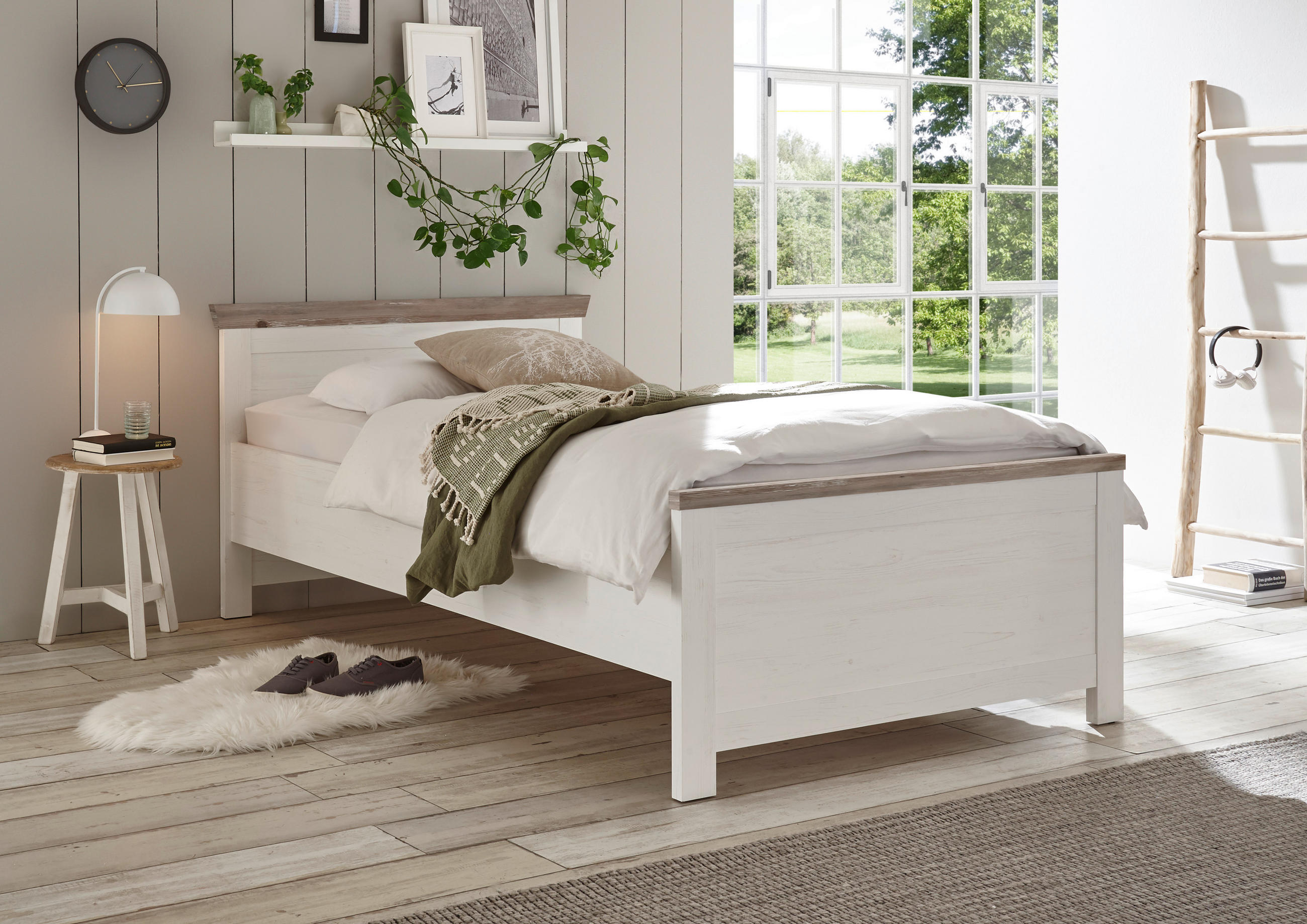 BETT  in Pinienfarben, Hellbraun  - Hellbraun/Pinienfarben, Design (115/86/208cm) - MID.YOU