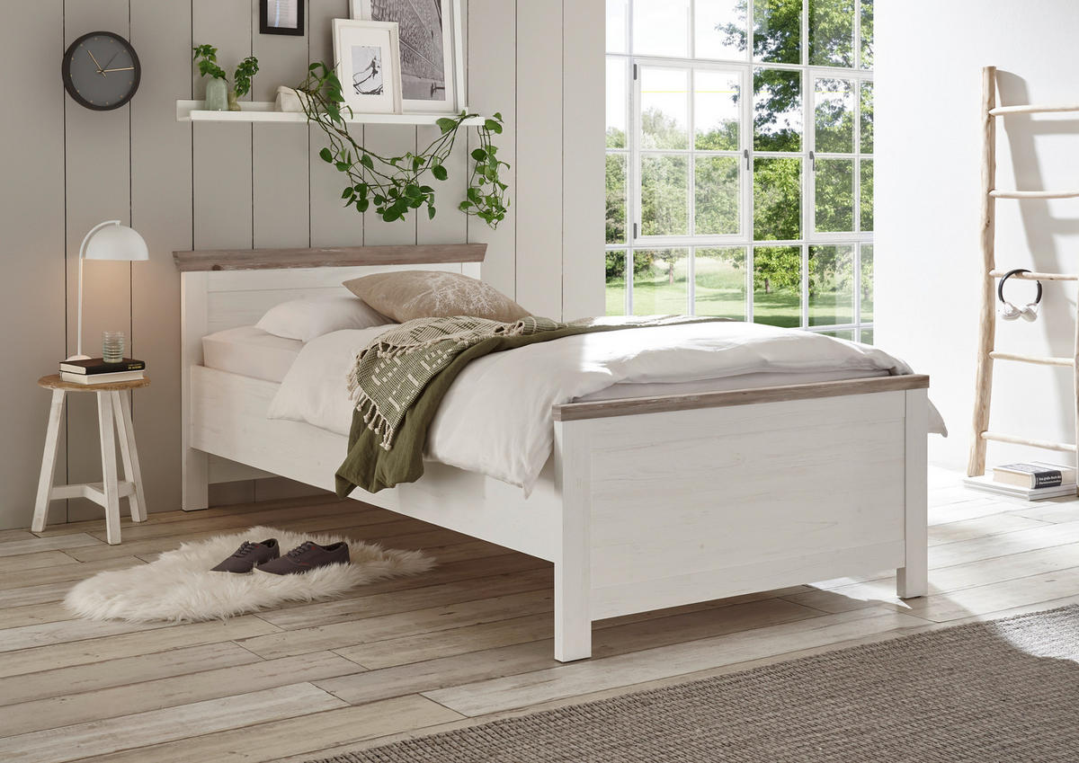 BETT  in Pinienfarben, Hellbraun  - Hellbraun/Pinienfarben, Design (115/86/208cm) - MID.YOU
