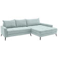 ECKSOFA  in Cord Blaugrau  280/173 cm  - Blaugrau/Schwarz, KONVENTIONELL, Textil/Metall (280/173cm) - Hom`in