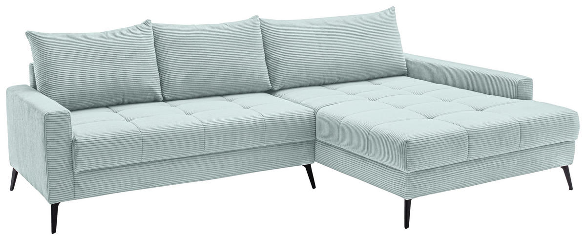 ECKSOFA Blaugrau Cord  - Blaugrau/Schwarz, KONVENTIONELL, Textil/Metall (280/173cm) - Hom`in