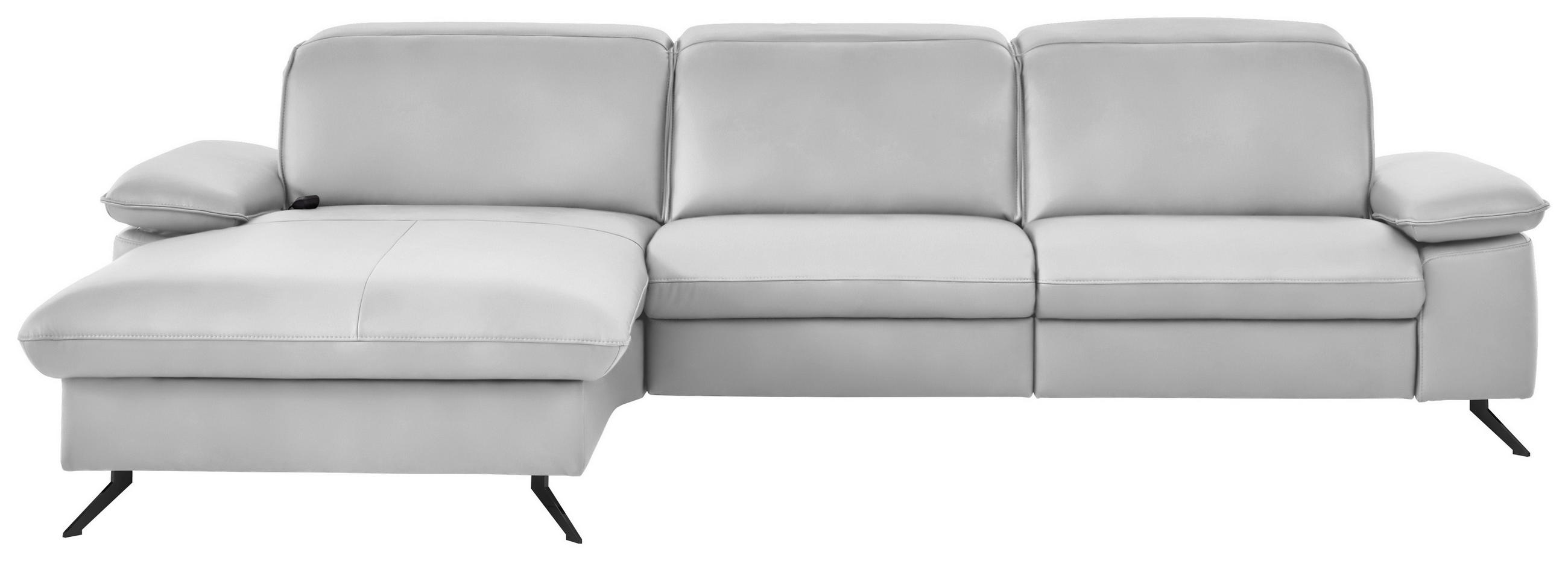 ECKSOFA  Echtleder Weiss  - Weiss/Schwarz, Design, Leder/Metall (169/307cm) - Beldomo Premium