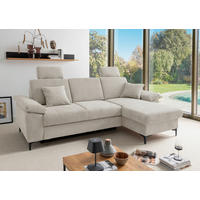 ECKSOFA Chenille Naturfarben  - Schwarz/Naturfarben, Konventionell, Textil/Metall (245/151cm) - Livetastic