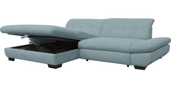 ECKSOFA in Mikrofaser Pastellblau  - Pastellblau/Schwarz, Design, Textil/Metall (198/290cm) - Xora