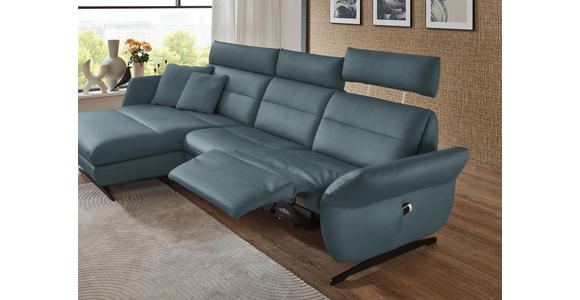 ECKSOFA in Echtleder Blaugrau  169/298 cm  - Blaugrau/Schwarz, Design, Leder/Metall (169/298cm) - Dieter Knoll