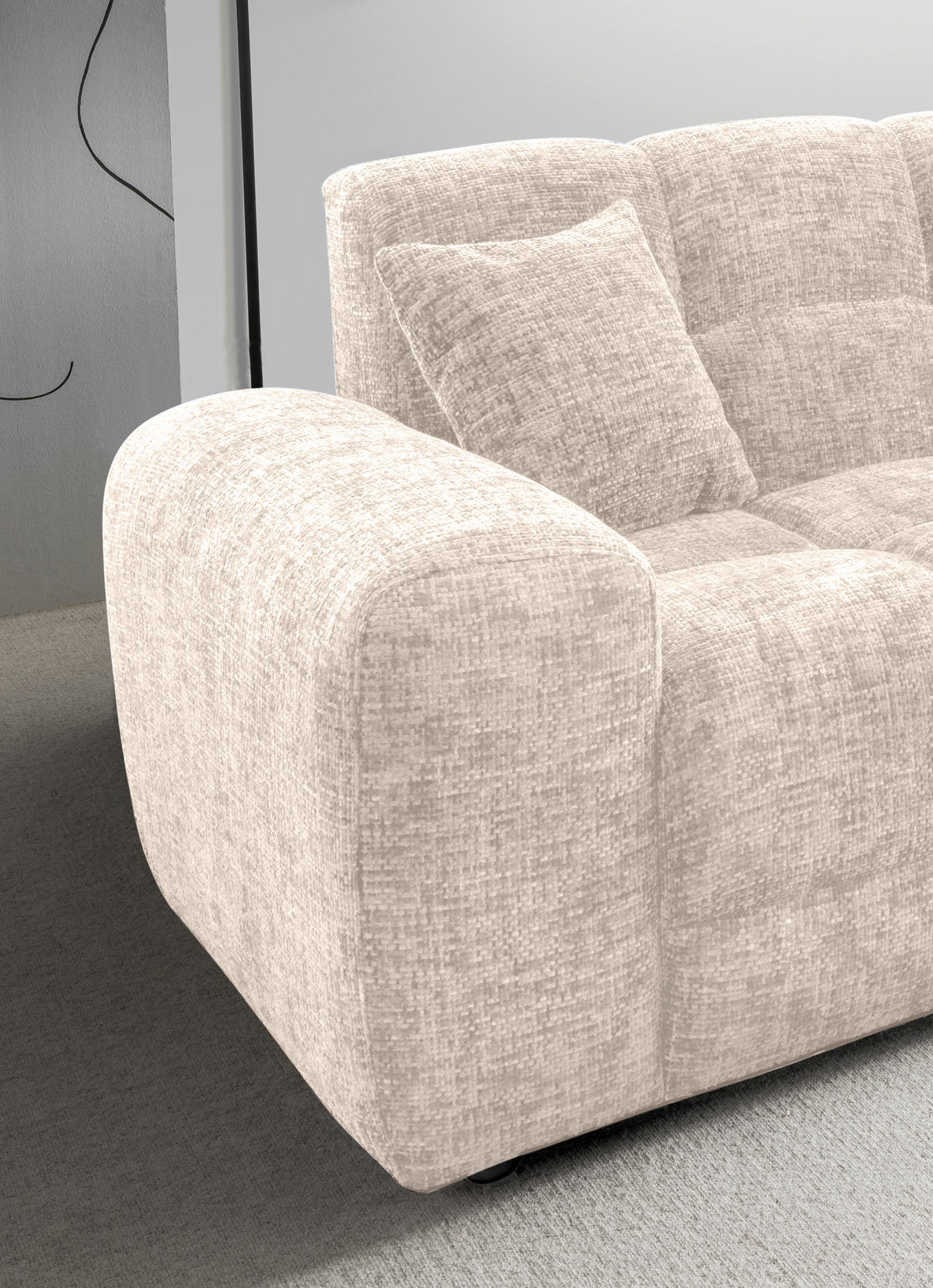 VIERSITZER-SOFA in Struktur Creme  - Creme/Schwarz, MODERN, Kunststoff/Textil (300/87/120cm) - Livetastic