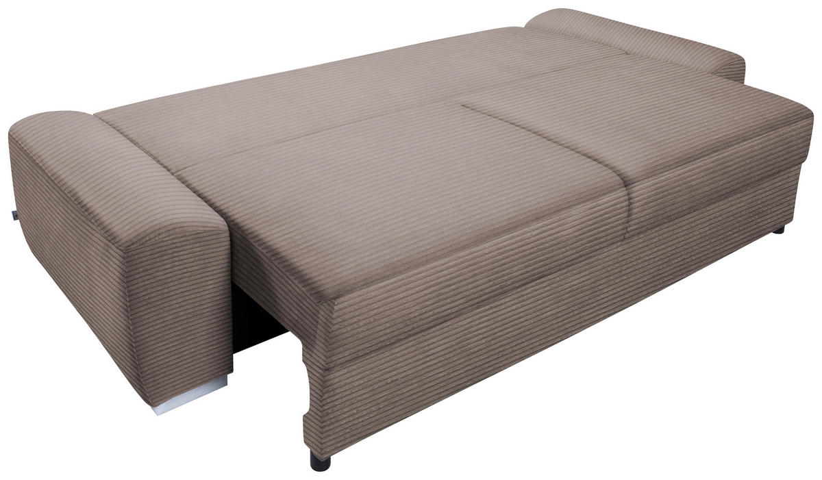 SCHLAFSOFA in Cord Cappuccino  - Chromfarben/Cappuccino, Design, Kunststoff/Textil (258/100/148cm) - Stylife