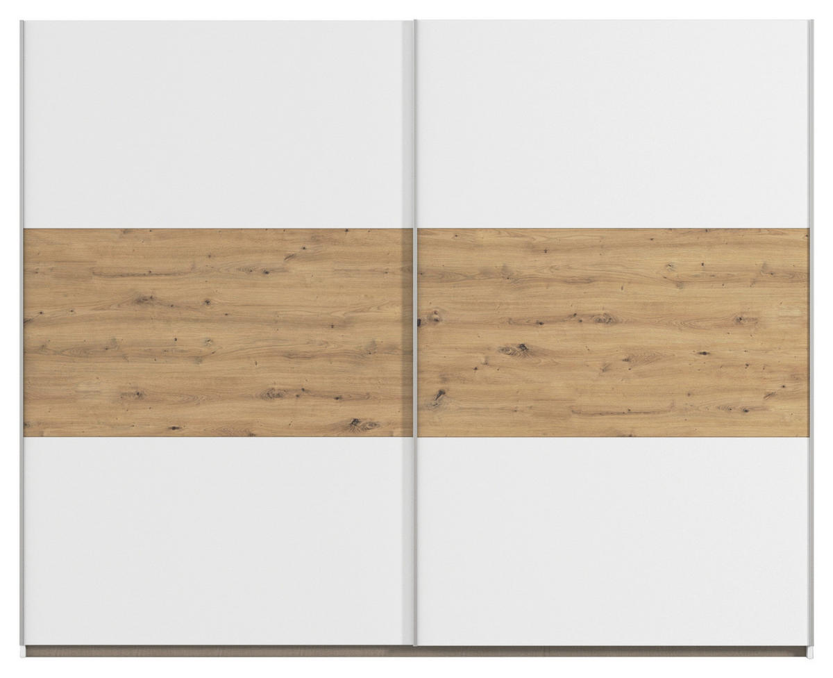 SCHWEBETÜRENSCHRANK 261/210/59 cm 2-türig Weiß, Eiche Artisan  - Alufarben/Weiß, KONVENTIONELL, Holzwerkstoff/Metall (261/210/59cm)