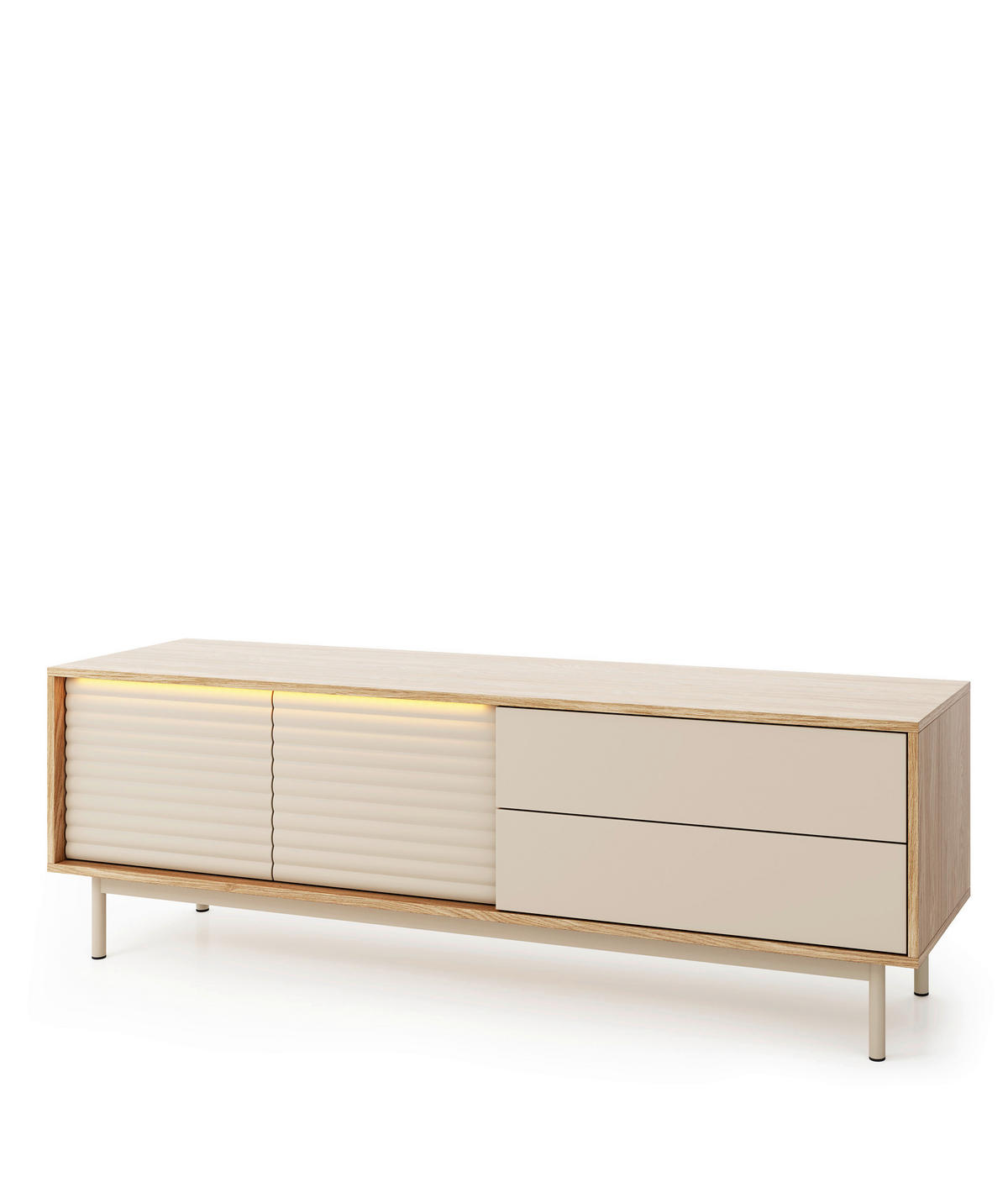 TV-ELEMENT - Kaschmir/Eichefarben, MODERN, Holzwerkstoff/Metall (160,1/52,9/40cm) - home24