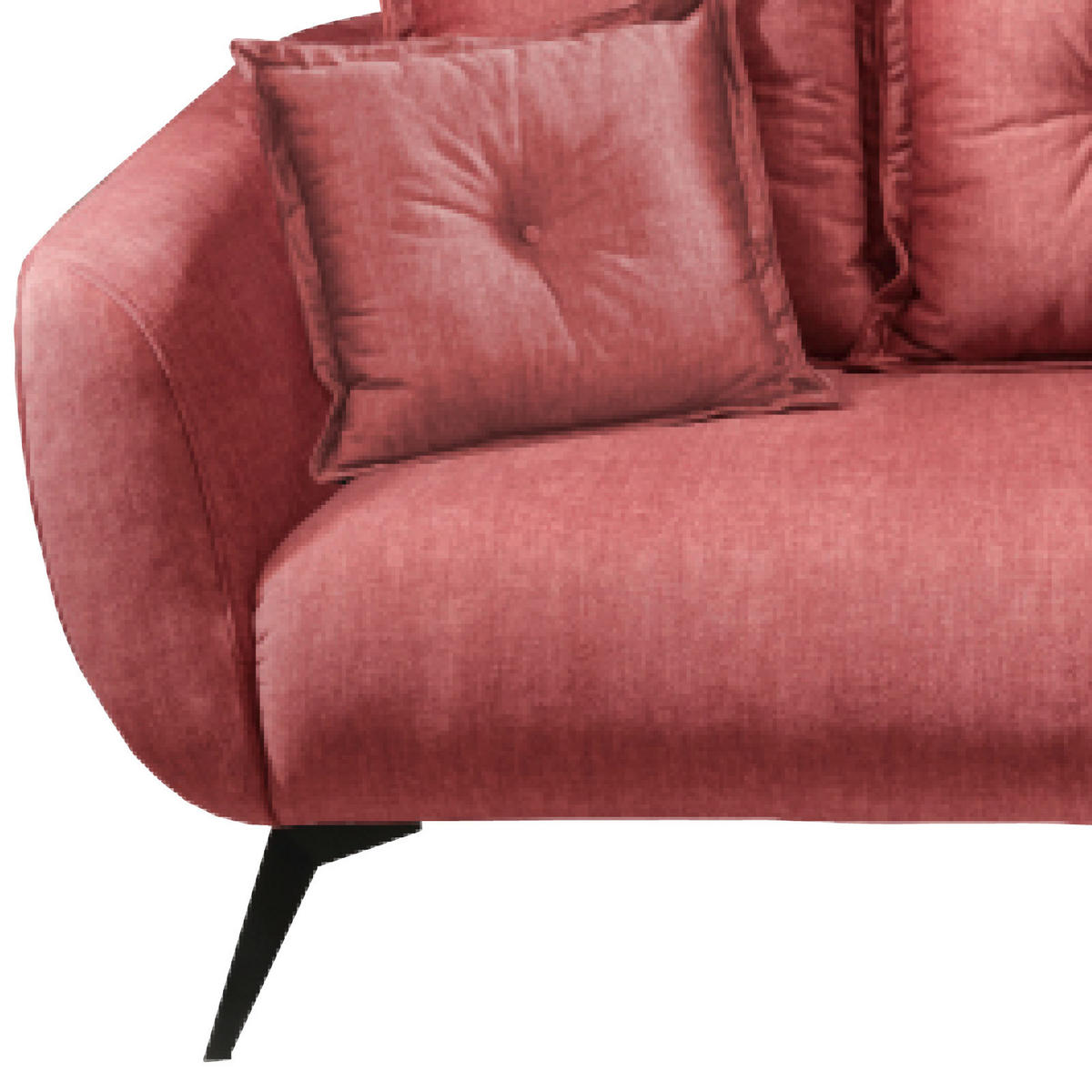 2,5-SITZER in Velours Koralle  - Koralle/Schwarz, Modern, Holz/Textil (196/94/103cm) - Livetastic