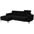 ECKSOFA Schwarz Chenille  - Schwarz, KONVENTIONELL, Textil/Metall (178/264cm) - Hom`in