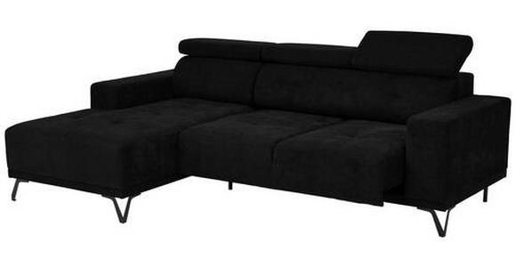 ECKSOFA Schwarz Chenille  - Schwarz, KONVENTIONELL, Textil/Metall (178/264cm) - Hom`in