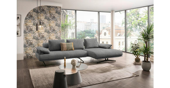 ECKSOFA  in Chenille Grau Rückenkissen, Armlehnenkissen  334/168 cm  - Schwarz/Grau, Design, Textil/Metall (334/168cm) - Dieter Knoll