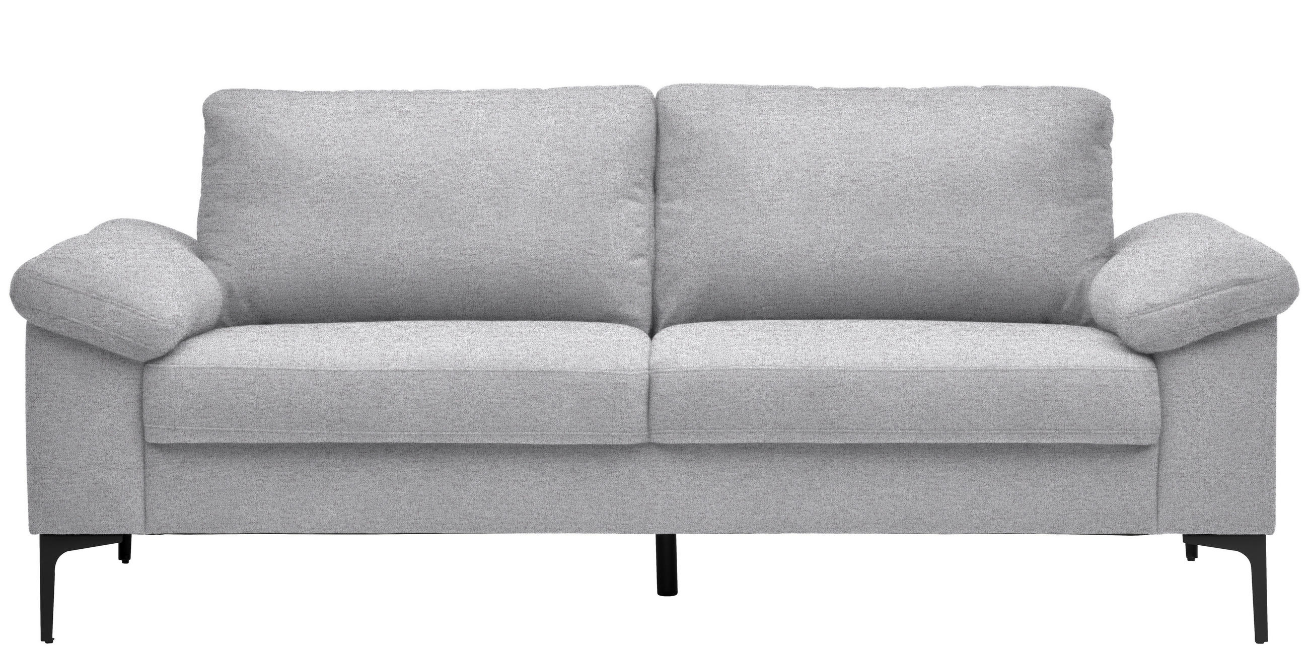 2,5-SITZER in Flachgewebe Hellgrau  - Hellgrau/Schwarz, Design, Textil/Metall (206/86/97cm) - Pure Home Lifestyle