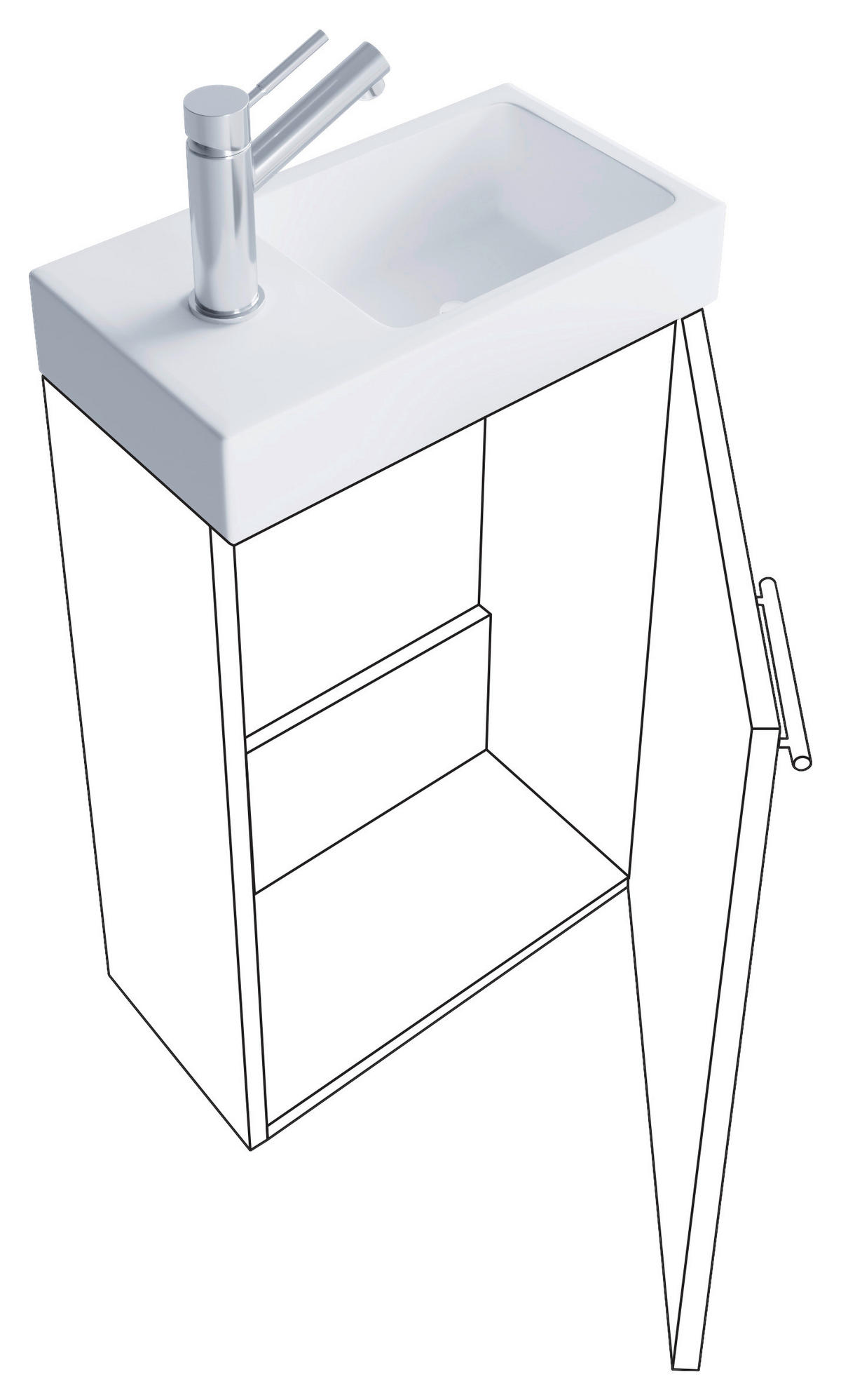 WASCHTISCHKOMBI 40,5 cm  - Honigeiche/Weiss, Modern, Keramik/Holzwerkstoff (40,5cm) - MID.YOU