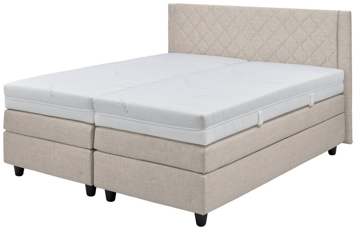 BOXSPRINGBETT 180/200 cm  Sandfarben  - Sandfarben/Schwarz, Design, Holzwerkstoff/Kunststoff (180/200cm) - RUF Betten