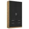 DREHTÜRENSCHRANK in Eiche Artisan, Grau  - Chromfarben/Eiche Artisan, Modern, Holzwerkstoff/Kunststoff (91/210/54cm) - Rauch Möbel