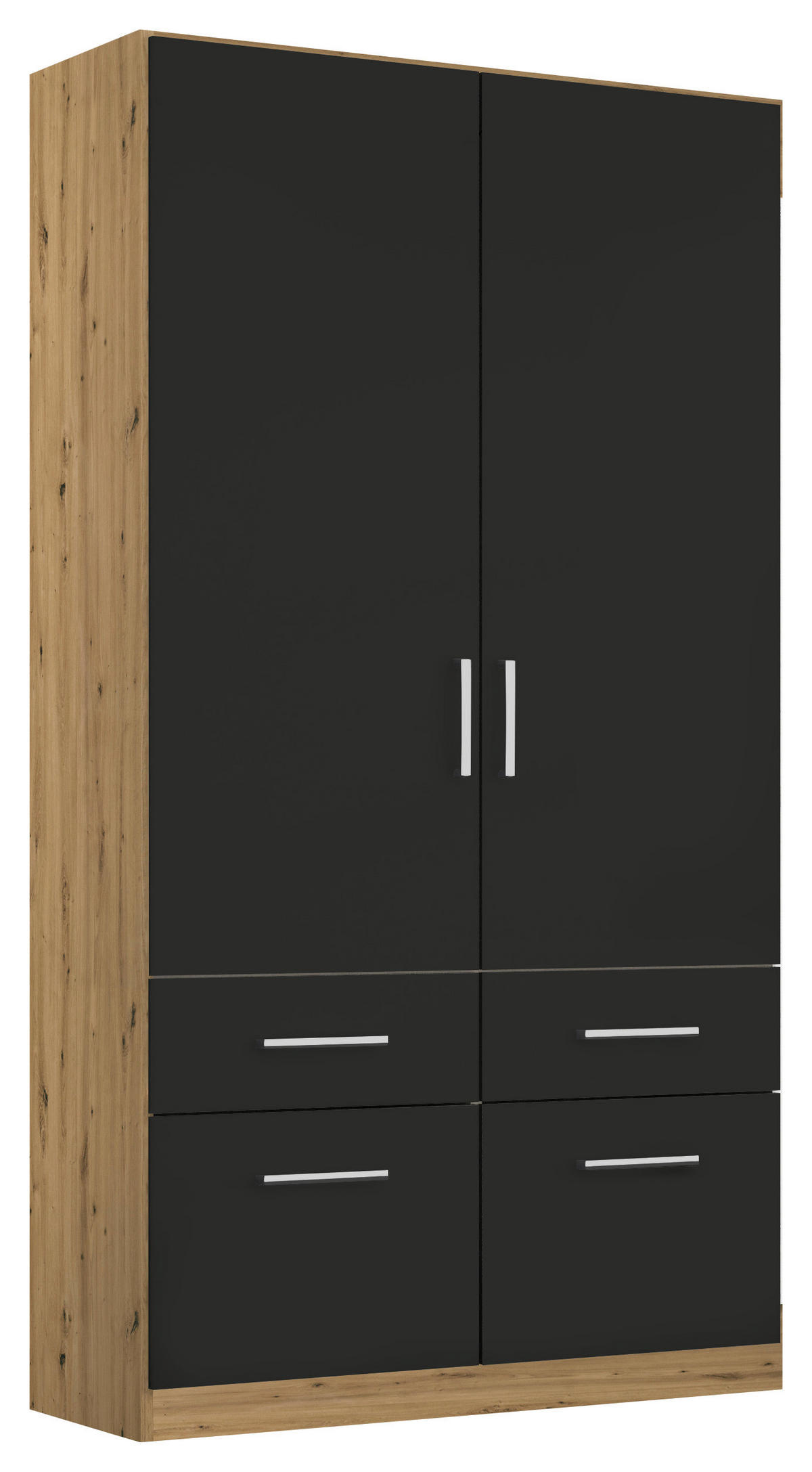 DREHTÜRENSCHRANK in Eiche Artisan, Grau  - Chromfarben/Eiche Artisan, Modern, Holzwerkstoff/Kunststoff (91/210/54cm) - Rauch Möbel