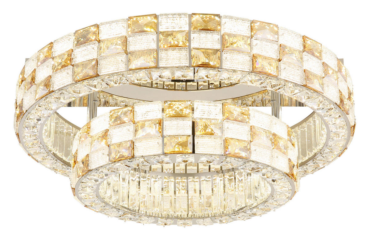 LED-DECKENLEUCHTE Lidia 61/24,5 cm  - Klar/Chromfarben, Design, Glas/Metall (61/24,5cm) - Globo