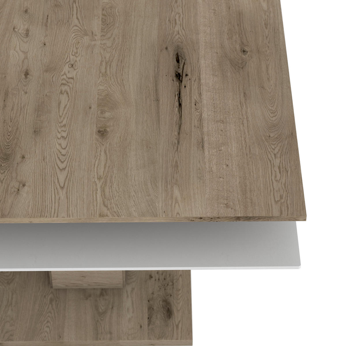 COUCHTISCH Altholz, Eiche massiv Farbglas 90/90/46 cm quadratisch Weiß, Eichefarben  - Eichefarben/Weiß, Design, Glas/Holz (90/90/46cm) - Voglauer