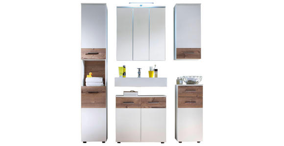 BADEZIMMER - Eichefarben/Weiß, Design, Glas/Holzwerkstoff (170/194/35cm) - Xora