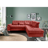 ECKSOFA Flachgewebe Rot  - Chromfarben/Rot, Modern, Textil/Metall (308/254cm) - Livetastic