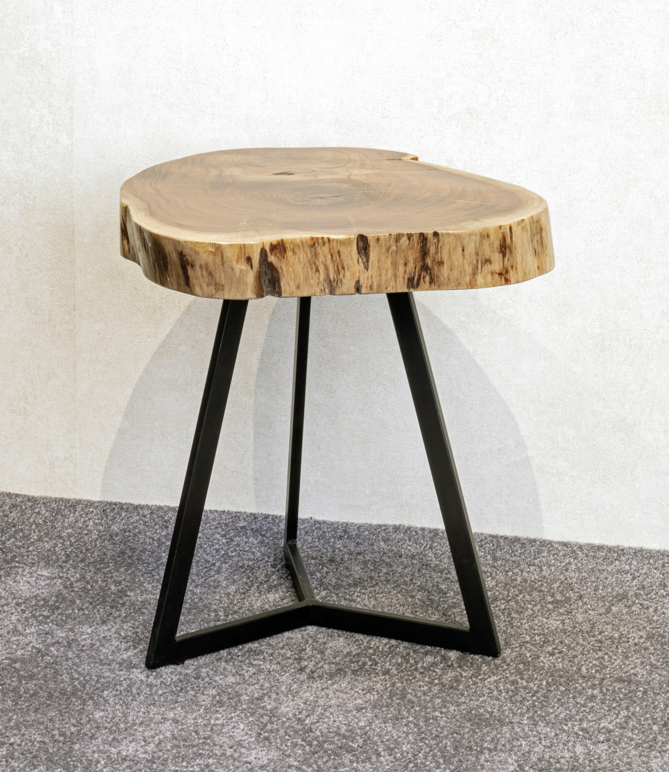BEISTELLTISCH 50/50/45 cm Akazie massiv Schwarz, Akaziefarben rund  - Schwarz/Akaziefarben, Trend, Holz (50/50/45cm)