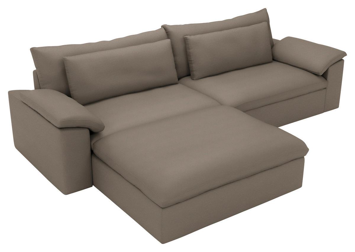 ECKSOFA  Chenille Graubraun  - Graubraun/Schwarz, Modern, Kunststoff/Textil (198/306cm) - Carryhome