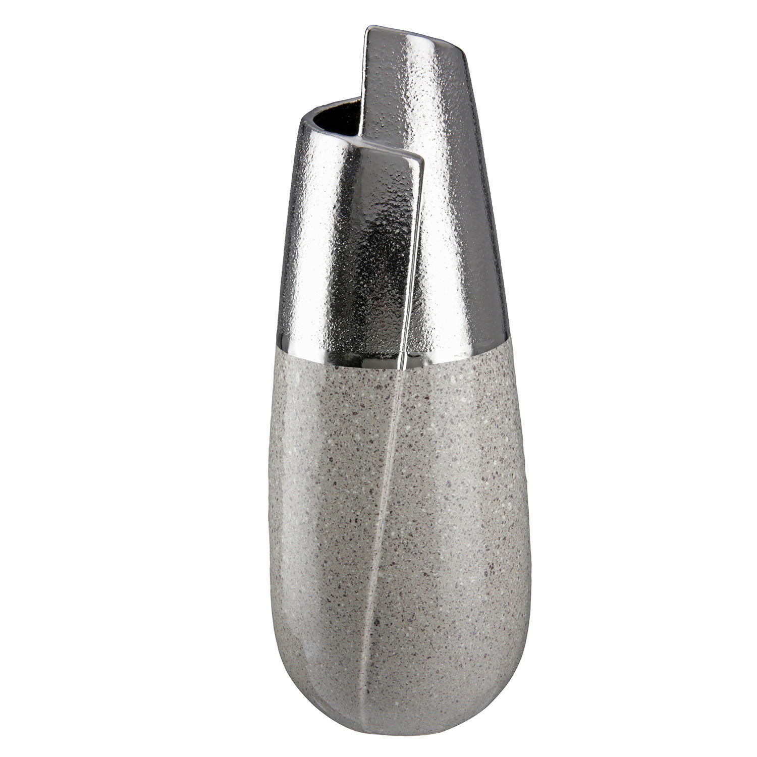 VASE  - Silberfarben/Grau, Basics, Keramik (12,5/12,5/28cm)