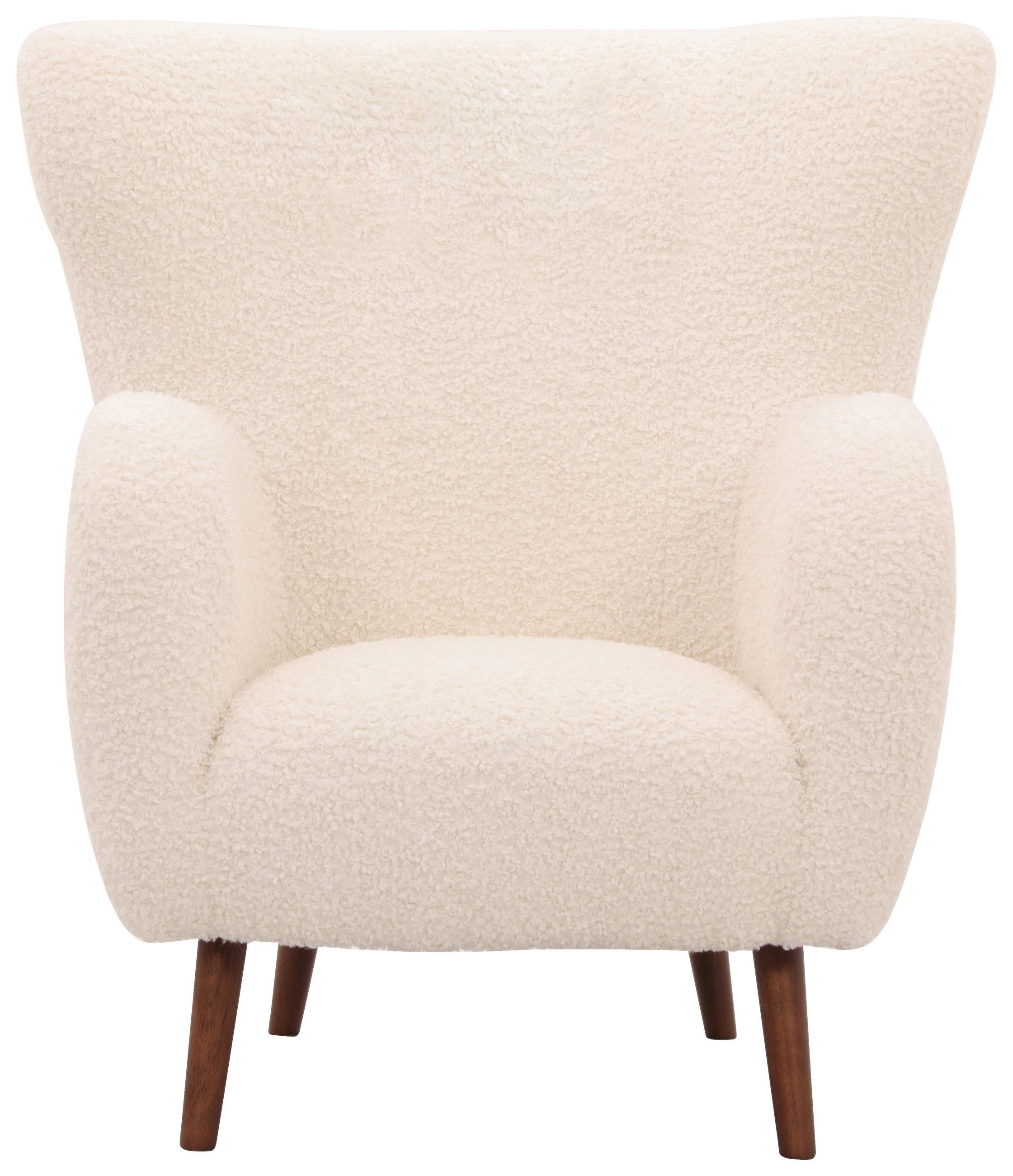 SESSEL in Teddystoff Weiß  - Kastanienfarben/Weiß, Design, Holz/Textil (90/98/88cm) - Livetastic