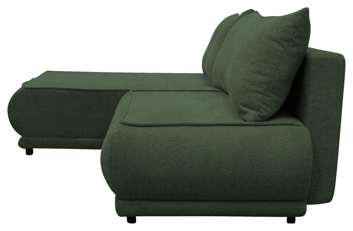 ECKSOFA PAROS Dunkelgrün Bouclé  - Dunkelgrün/Schwarz, Design, Kunststoff/Textil (179/277cm) - MID.YOU