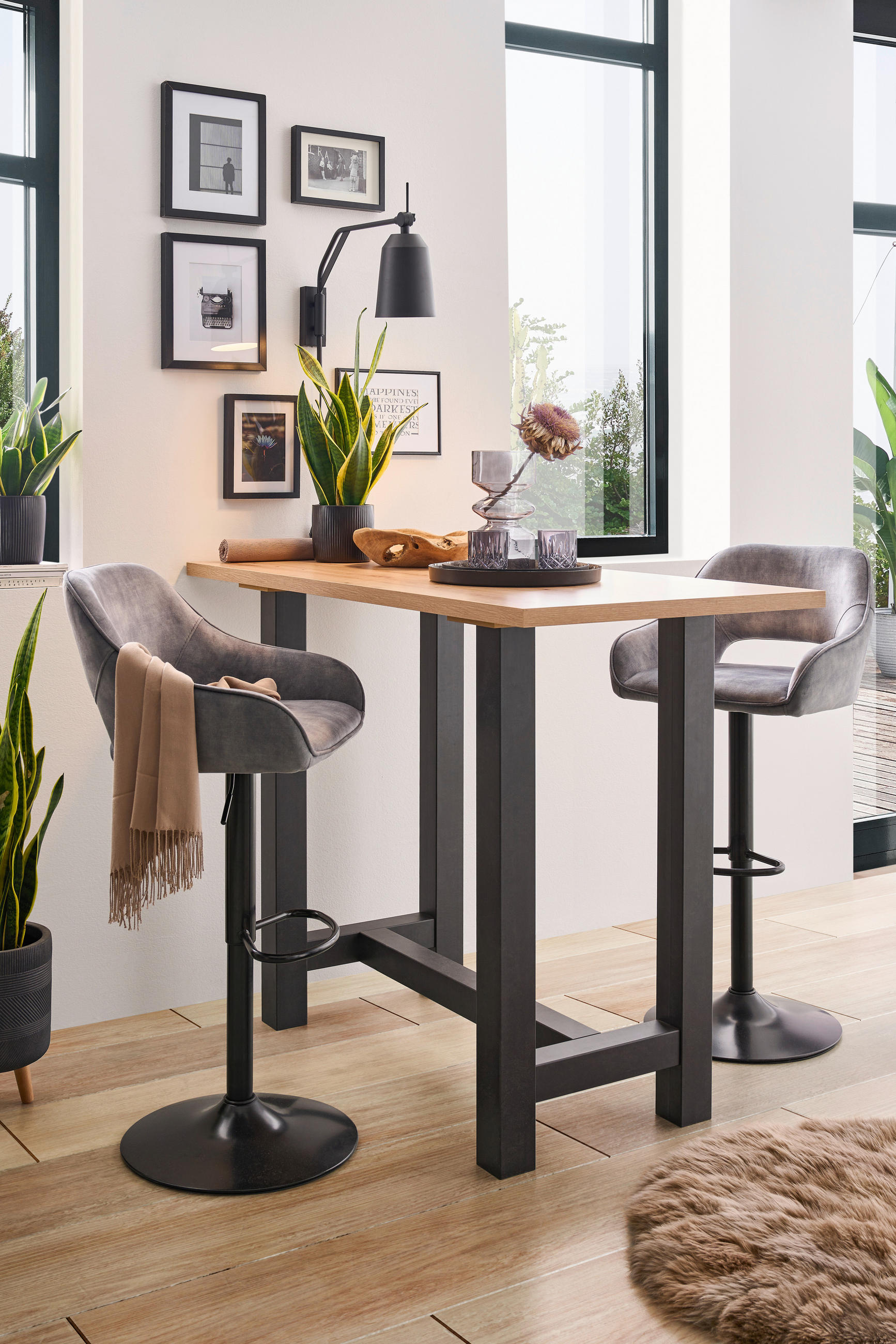 BARTISCH in Holzwerkstoff 140/70/105 cm   - Eichefarben/Schwarz, KONVENTIONELL, Holzwerkstoff (140/70/105cm) - Carryhome