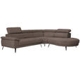 ECKSOFA in Velours Braun  - Schwarz/Braun, Design, Textil/Metall (299/264cm) - Novel