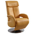 RELAXSESSEL in Leder Gelb  - Edelstahlfarben/Gelb, Design, Leder/Metall (70/110/80cm) - Cantus