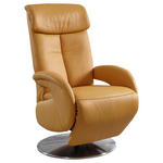 RELAXSESSEL in Leder Gelb  - Edelstahlfarben/Gelb, Design, Leder/Metall (70/110/80cm) - Cantus
