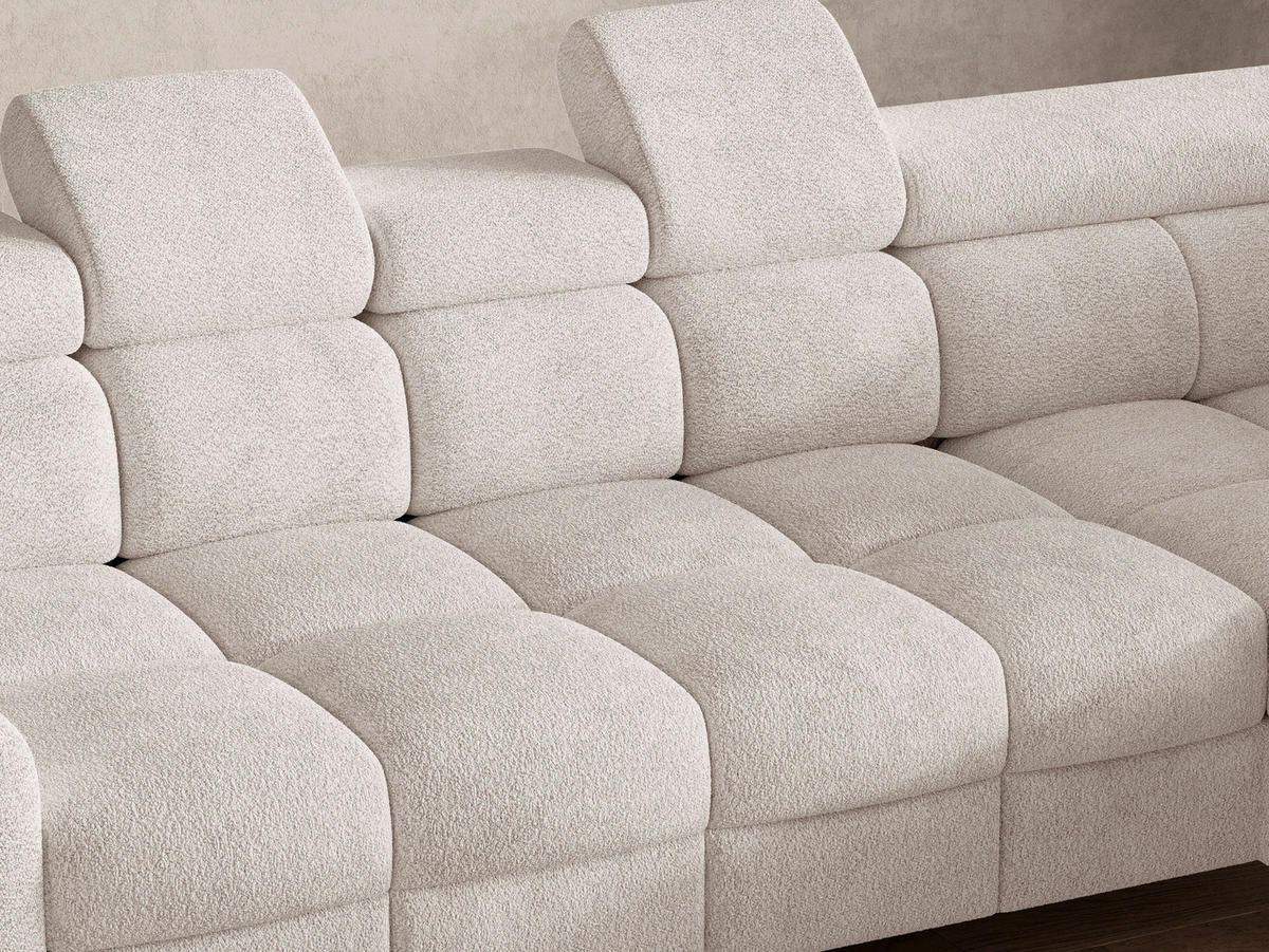 ECKSOFA BUN in Bouclé Weiß  - Elfenbein/Weiß, Design, Holz/Textil (276/209cm) - MID.YOU