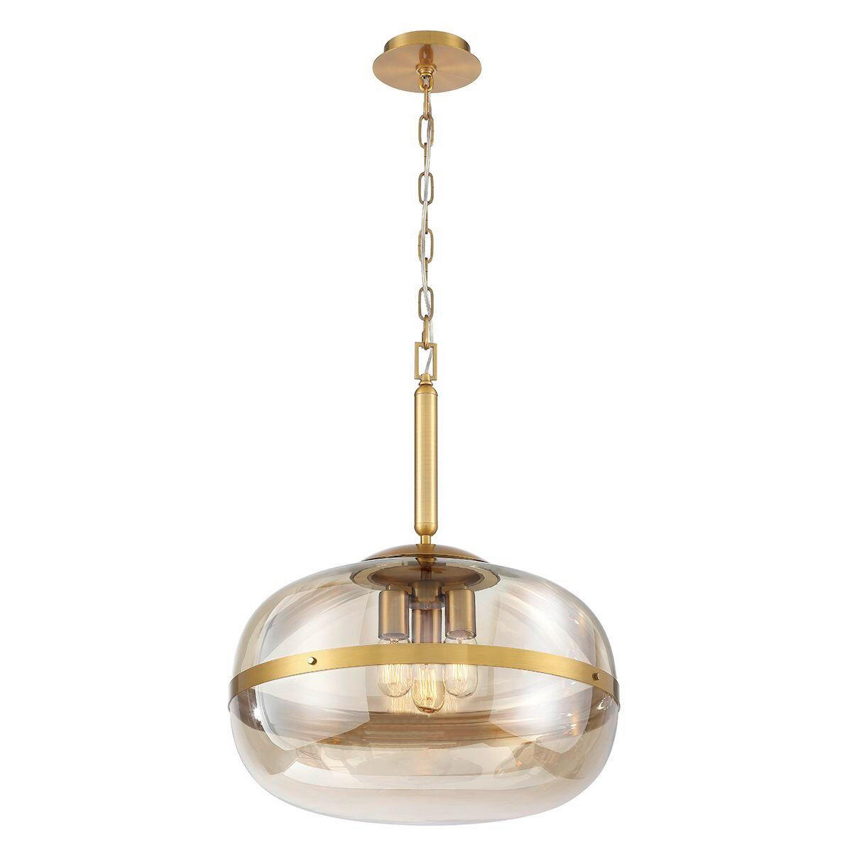 PENDELLEUCHTE Eurofase 51/66 cm   - Messingfarben, KONVENTIONELL, Glas/Metall (51/66cm) - Elstead Lighting