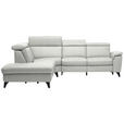 ECKSOFA in Echtleder Hellgrau  239/285 cm  - Hellgrau/Schwarz, Design, Leder/Metall (239/285cm) - Cantus