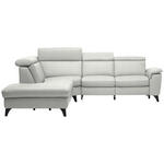 ECKSOFA in Echtleder Hellgrau  239/285 cm  - Hellgrau/Schwarz, Design, Leder/Metall (239/285cm) - Cantus