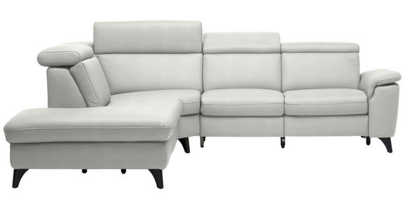 ECKSOFA in Echtleder Hellgrau  239/285 cm  - Hellgrau/Schwarz, Design, Leder/Metall (239/285cm) - Cantus
