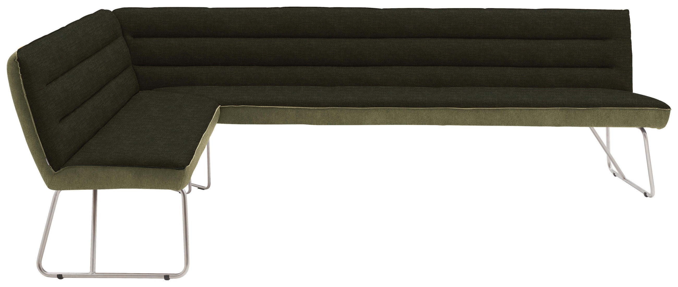ECKBANK in Metall, Textil Grün, Edelstahlfarben  - Edelstahlfarben/Grün, Design, Textil/Metall (174/274cm) - Dieter Knoll